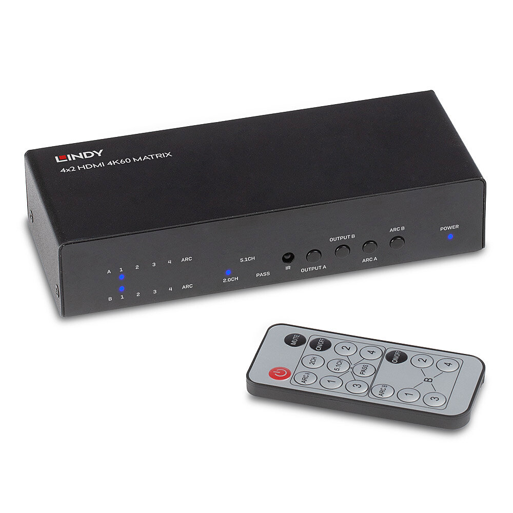 Matrice HDMI 4x2 4K60 Connectez et commutez 4 sources HDMI ver