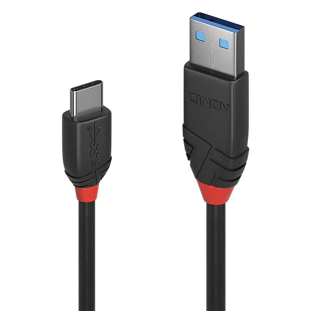 Câble USB 3.2 type A vers C, 10Gbit/s, Black Line, 0.15m