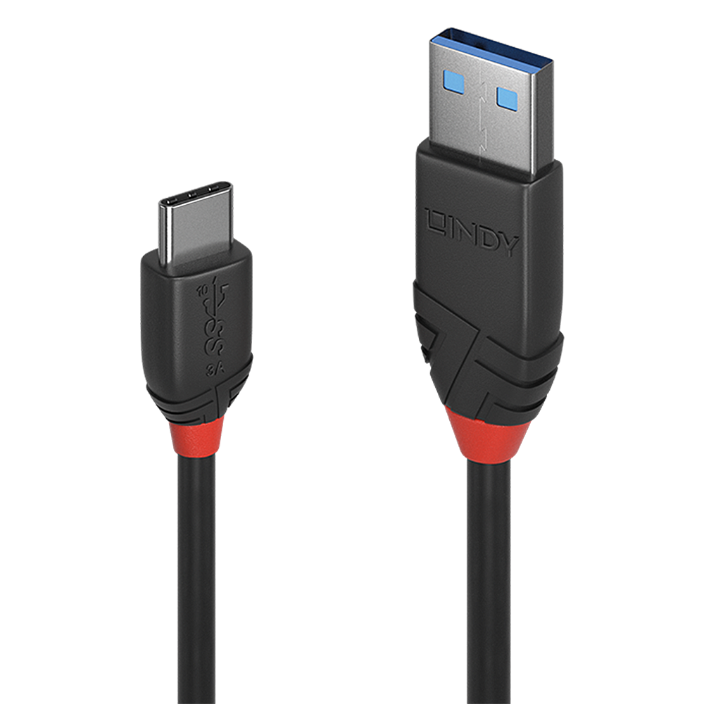 Câble USB 3.2 Type A vers C, 10Gbit/s, Black Line, 1m