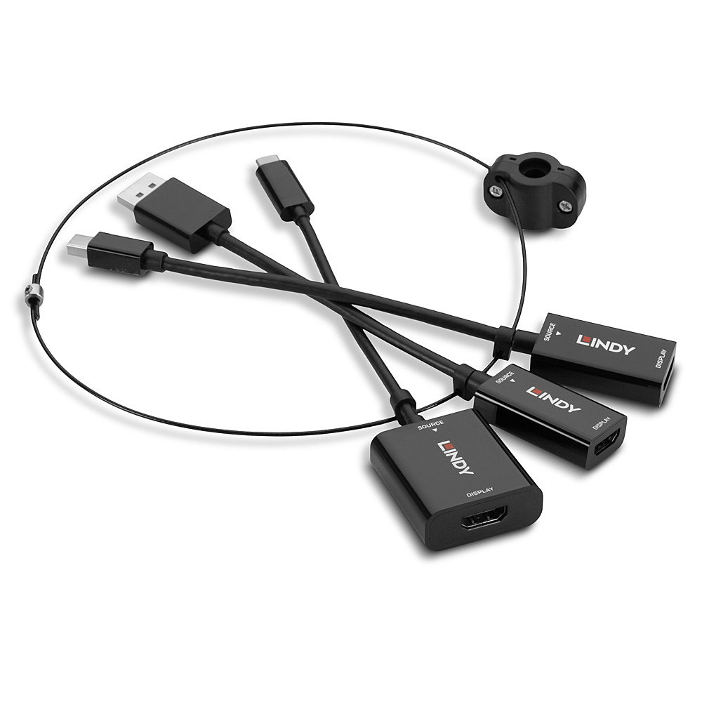 Convertisseur USB Type C, mDP & DisplayPort vers HDMI 18G avec serre-câb