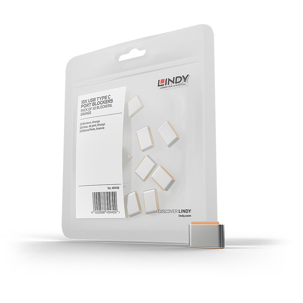 Bloqueurs de port USB Type C (sans clé) - pack de 10, Orange