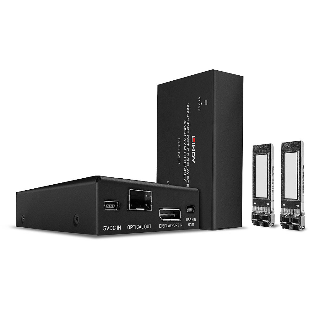 LINDY 300m Fibre Optic DisplayPort 1.2 & USB KVM Extender - transmetteur et rcepteur - rallonge cran-clavier-souris/audio/USB - DisplayPort