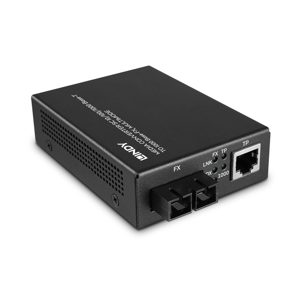 Convertisseur de média SC 10/100/1000 Base-T vers 1000 Base-FX, Multimode Convertisseur de média SC 10/100/1000 Base-T vers 1000 Base-FX, Multimode