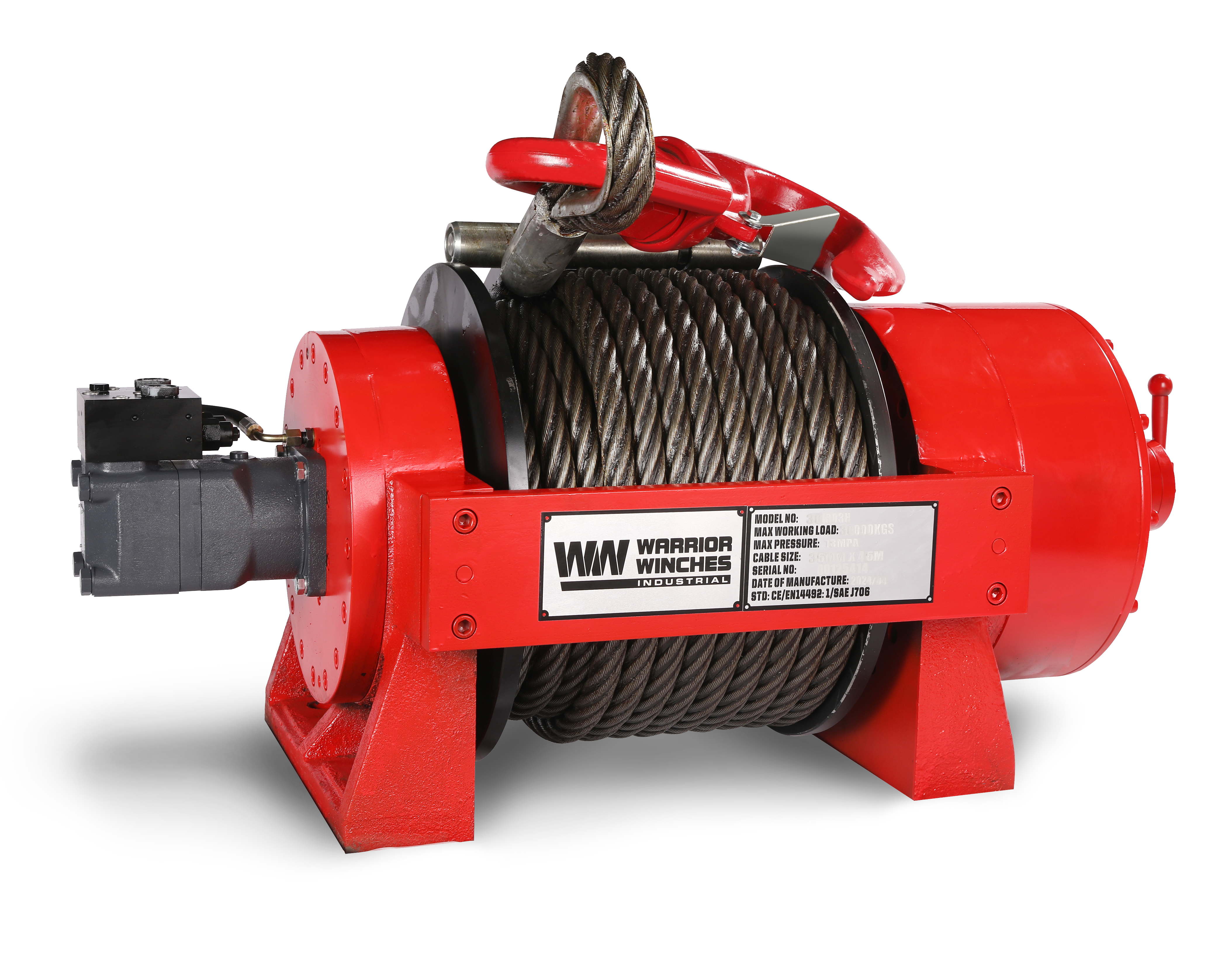[30JR02H-CAD] JR30 66,000lb (30 Ton) Industrial Hydraulic Winch - Steel Rope