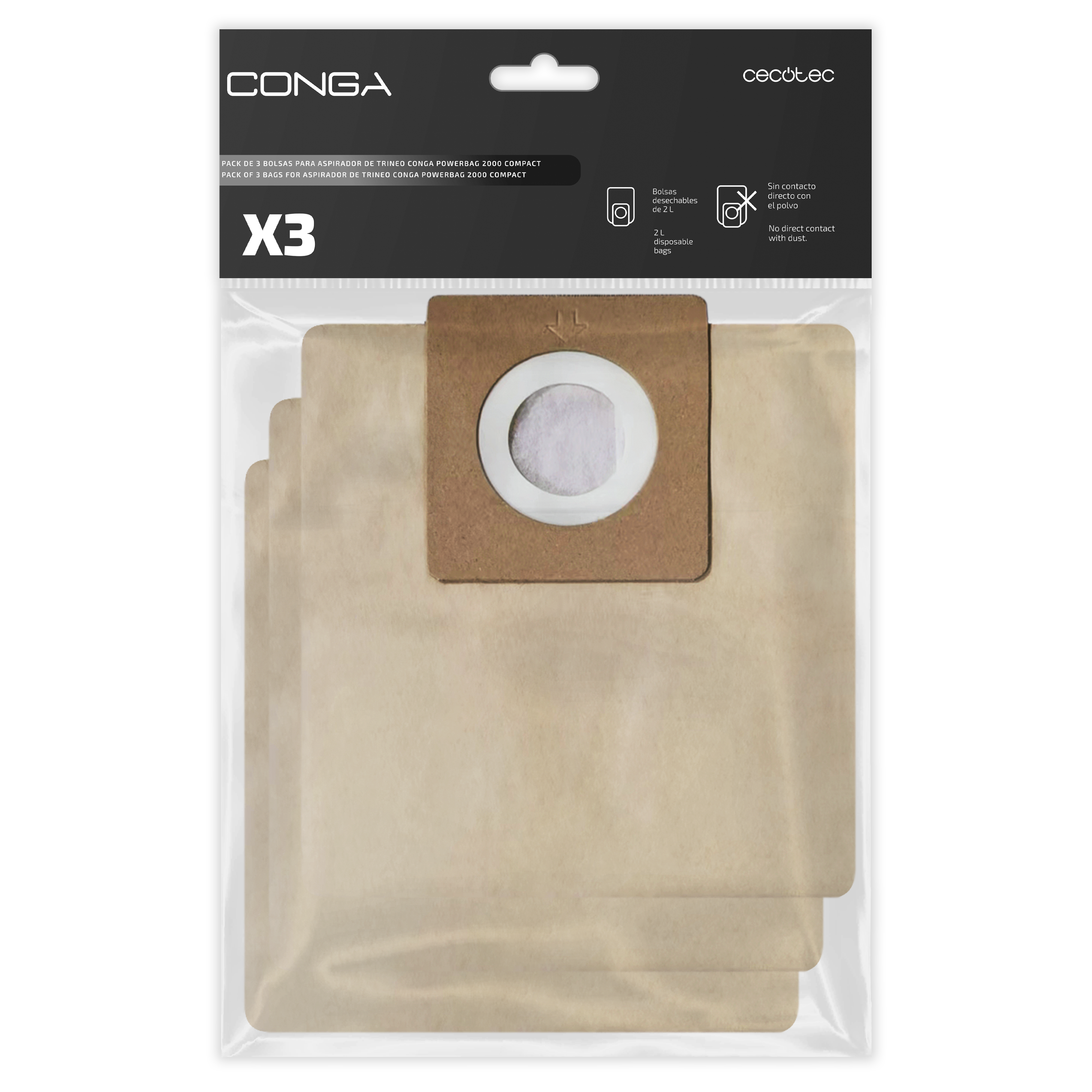 Pack de 3 bolsas para aspirador de trineo Conga PowerBag 2000 Compact