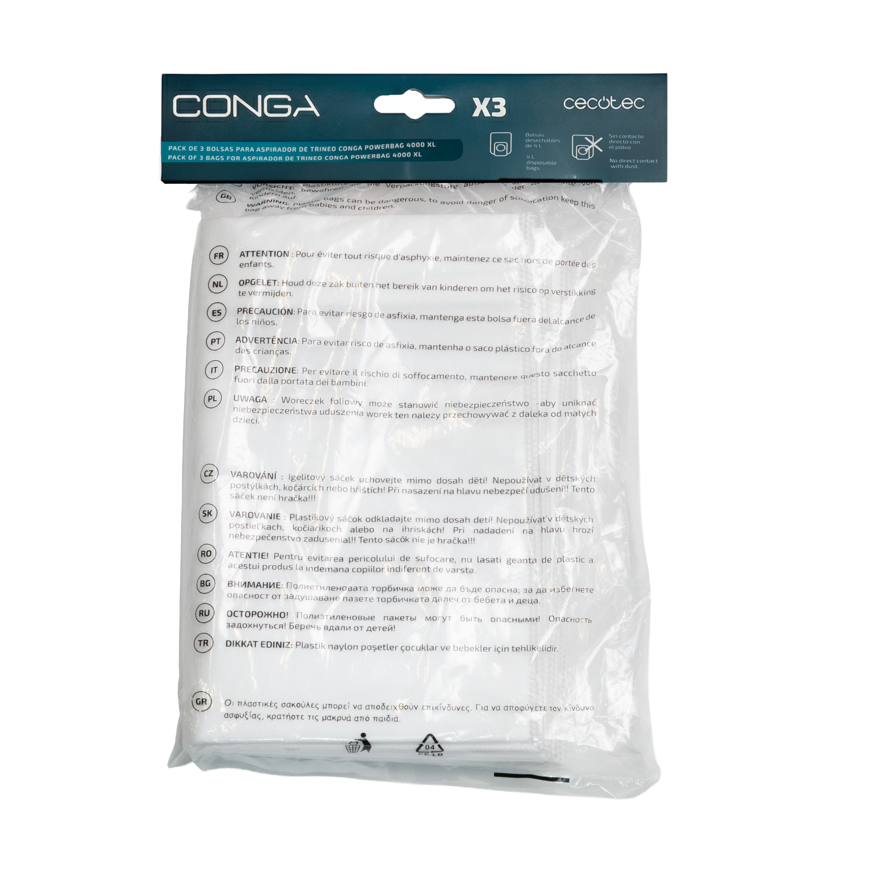 Pack de 3 bolsas para aspirador de trineo Conga PowerBag XL (Consumible)