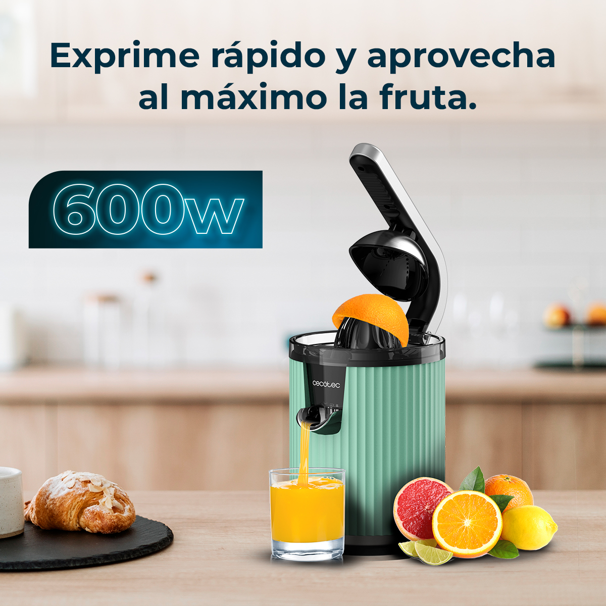 Batidora Exprimidor de brazo Cecotec Xqueeze RetroJuice 600 Green
