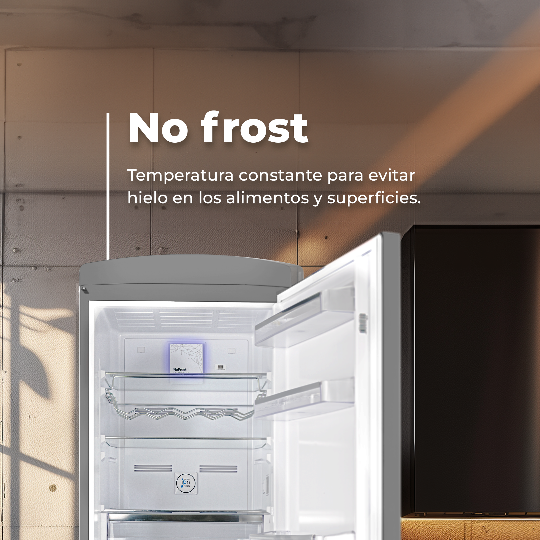 Frigorífico Combi Evvo F60 Retro Gris | Envío, instalación y retirada RAEE gratis – foto detalle 2