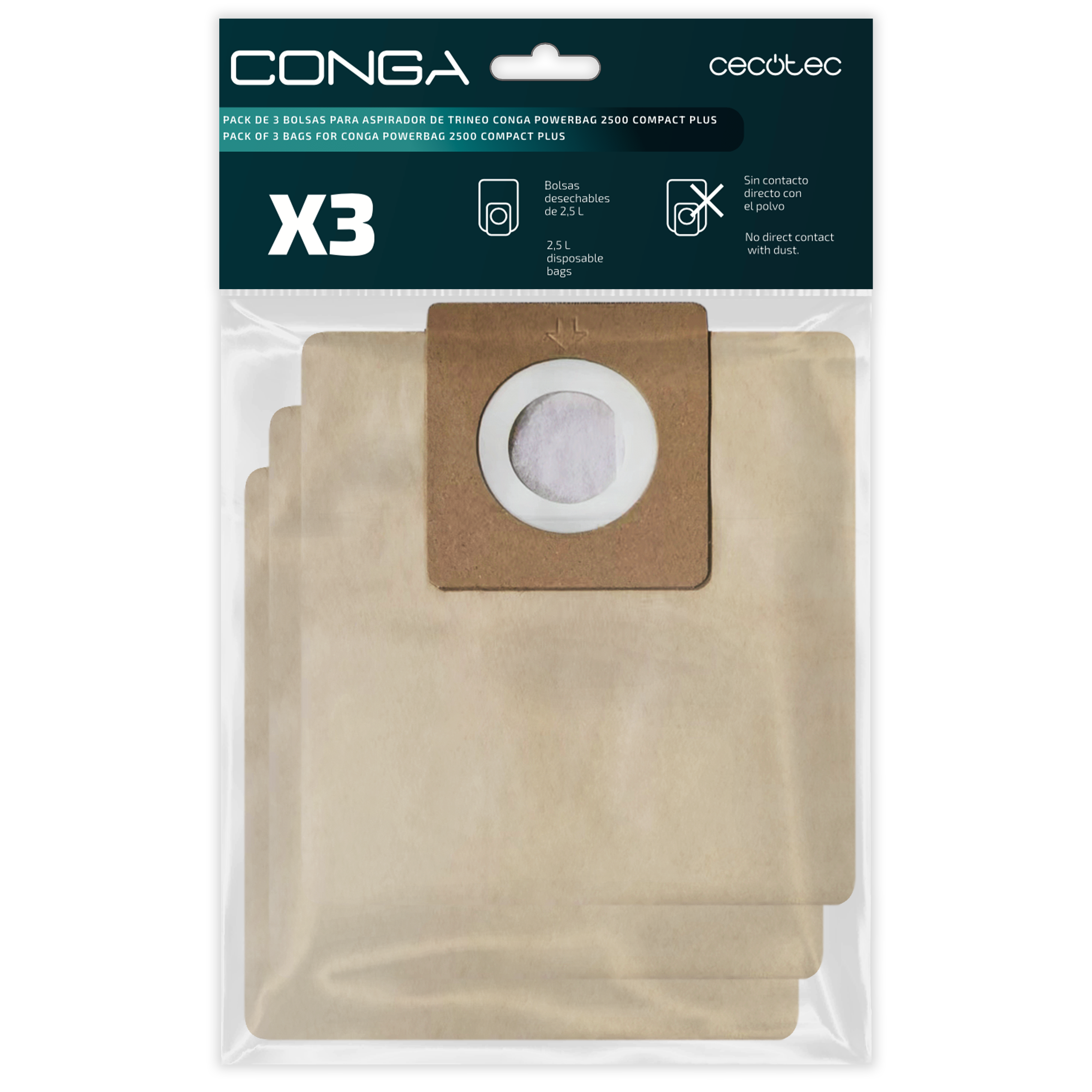 Pack de 3 bolsas para aspirador de trineo Conga PowerBag 2500 Compact Plus
