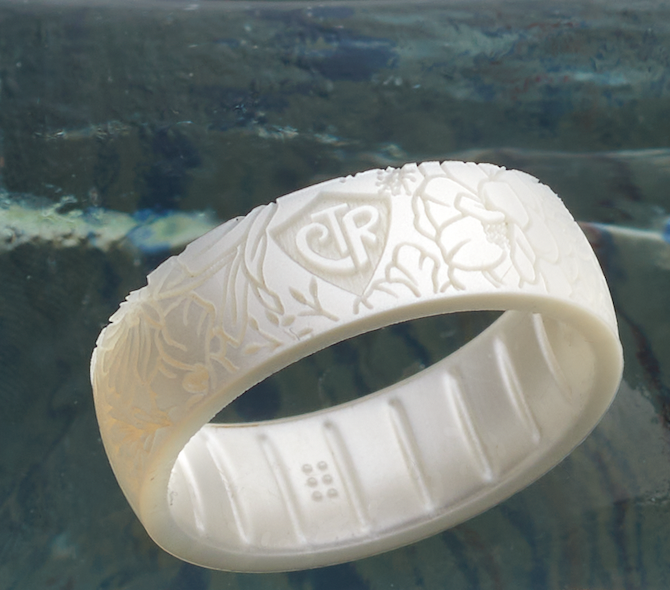 Silicone Garden Floral White Pearl CTR Ring, , large