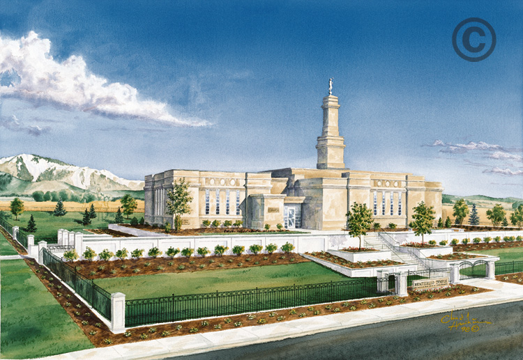 Monticello Temple Color Sketch 11x14 Print, , large image number 0