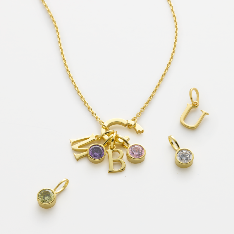 Gold Alphabet Charm Charm F, , large