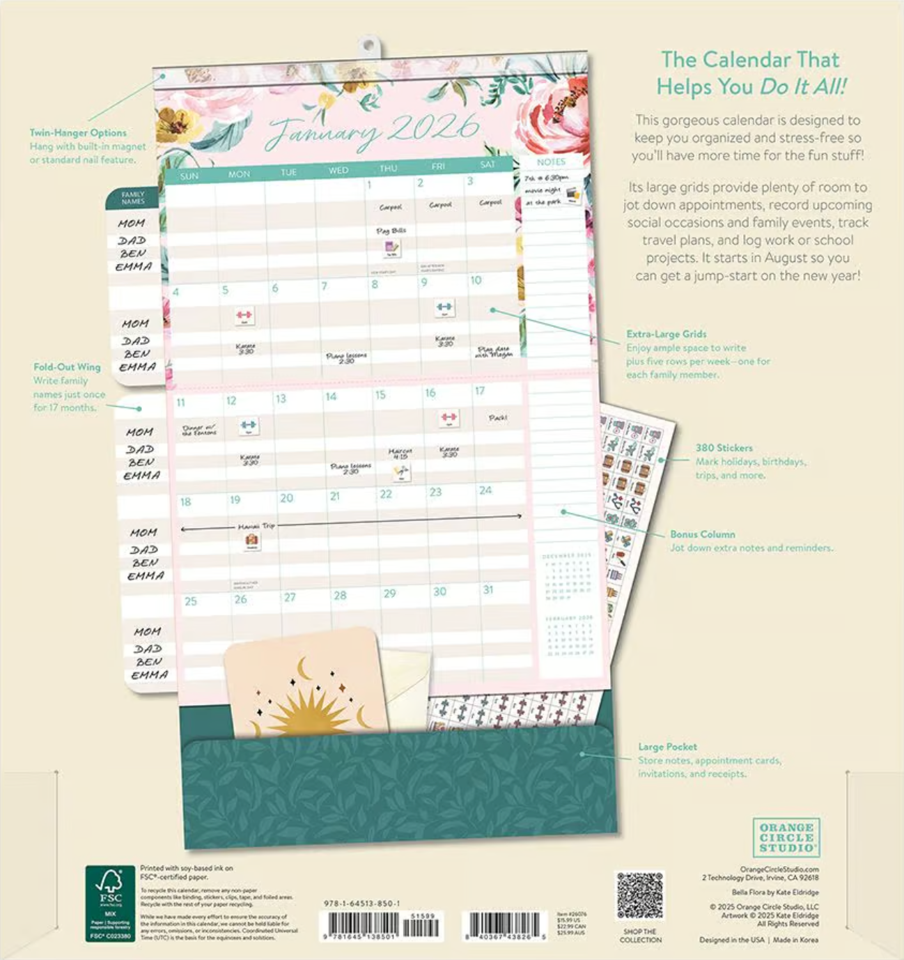 2026 Bella Flora Do It All Wall Calendar, , large image number 2