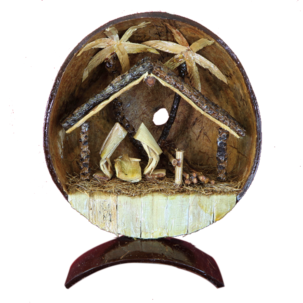 Cambodian Coconut Shell Nativity, , large image number 0