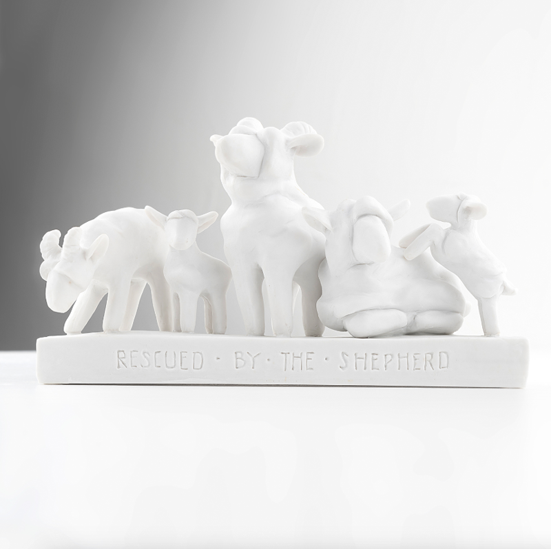 Rescued by the Shepherd Statue (Marble Resin)