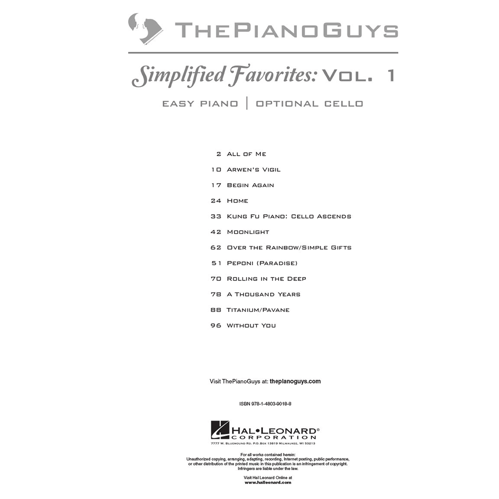 The Piano Guys Simplified Favorites, Vol. 1, , large