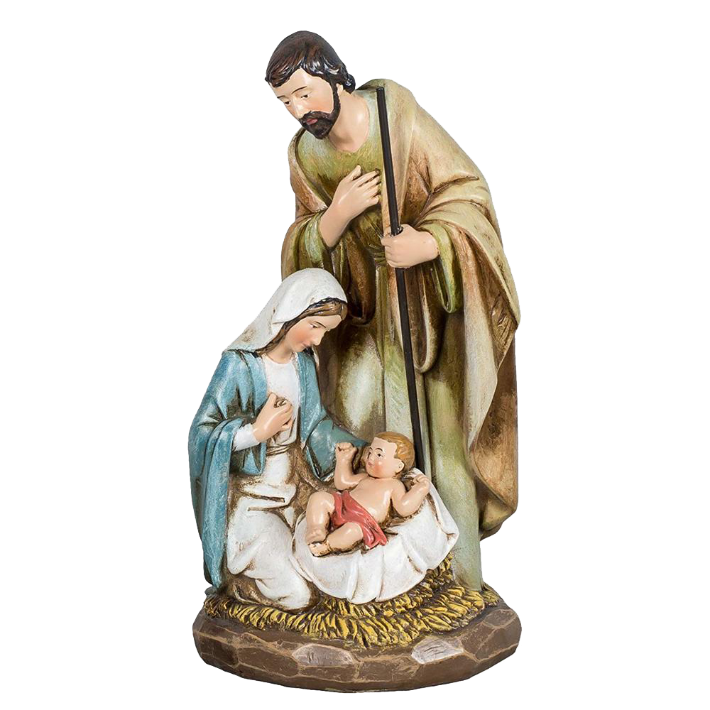 Colorful Carved Wood Nativity Figurine