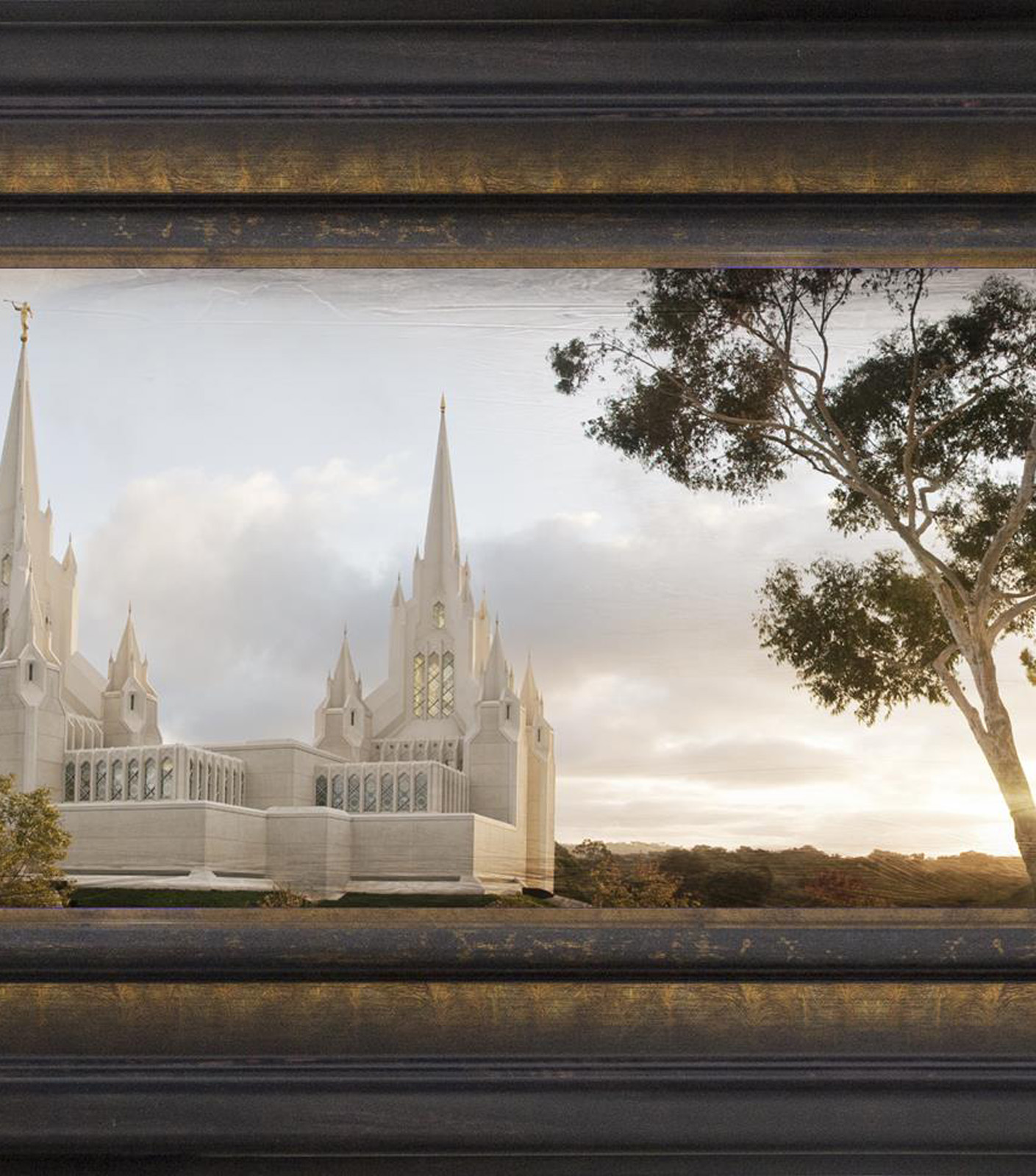 San Diego Temple, the Day Dawn is Breaking (19x48 Canvas Framed Art), , large image number 0