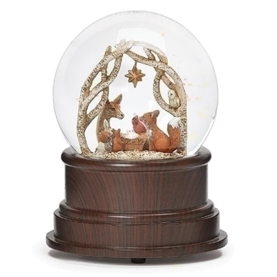 Forest Animals and Baby Jesus Water Globe Nativity, , large image number 0