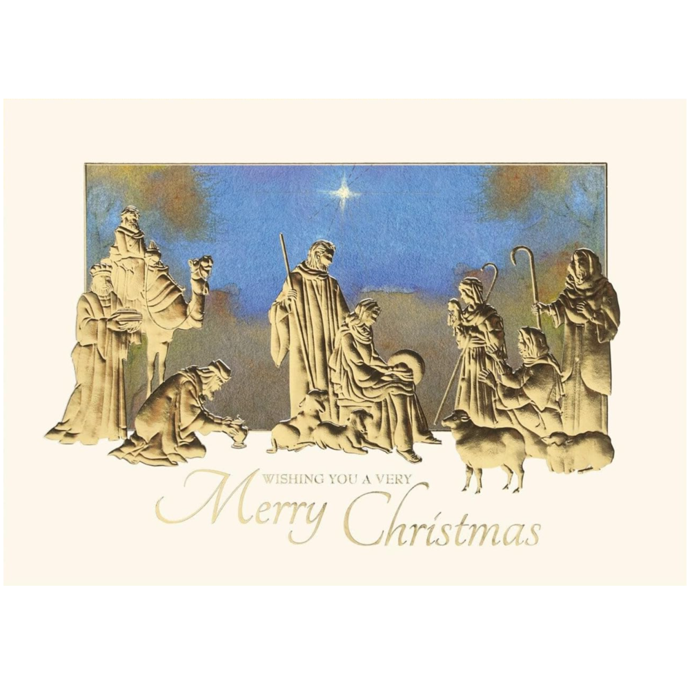 Golden Nativity Boxed Christmas Cards