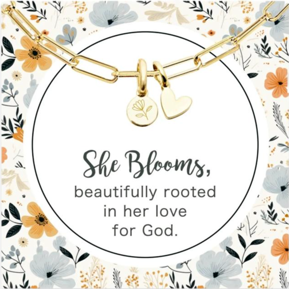 She Blooms Paperclip Bracelet, , large