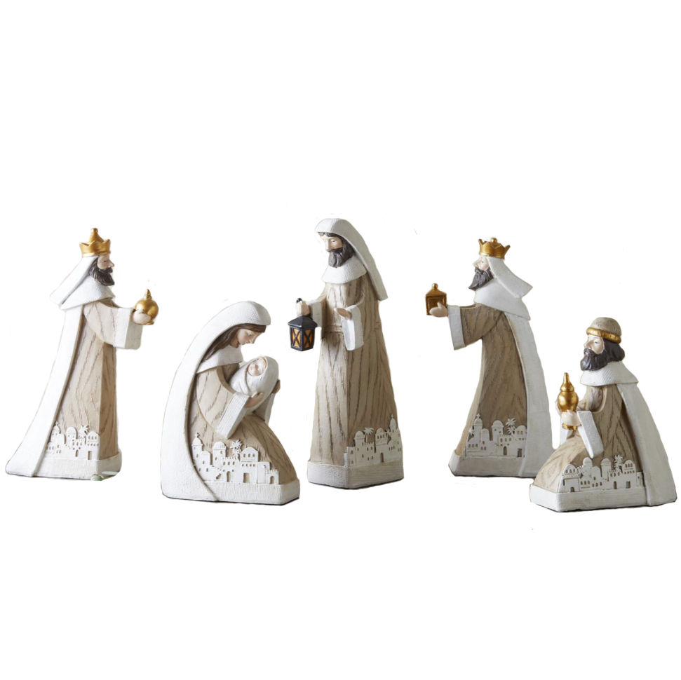 Bethlehem Pattern Wood Nativity Set, , large image number 0