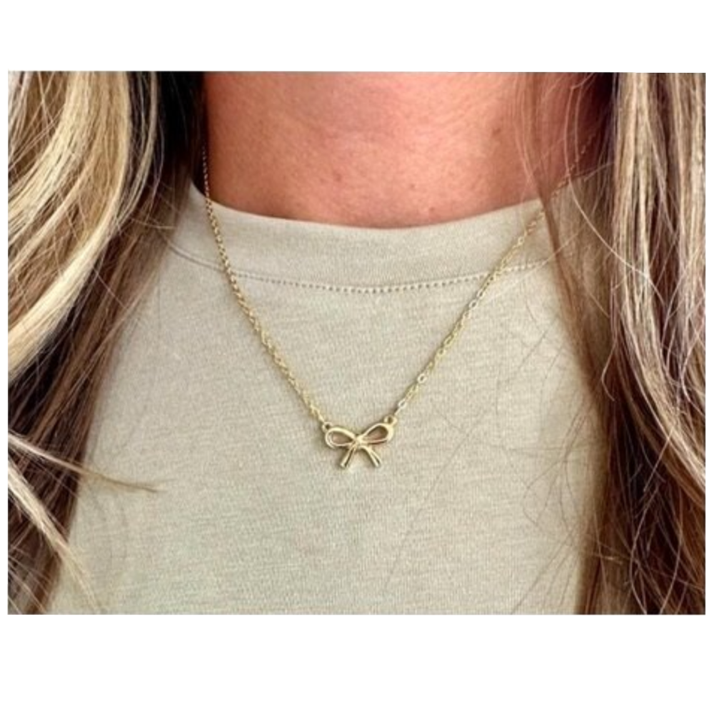 Every Good and Perfect Gift Bow Necklace, , large image number 1