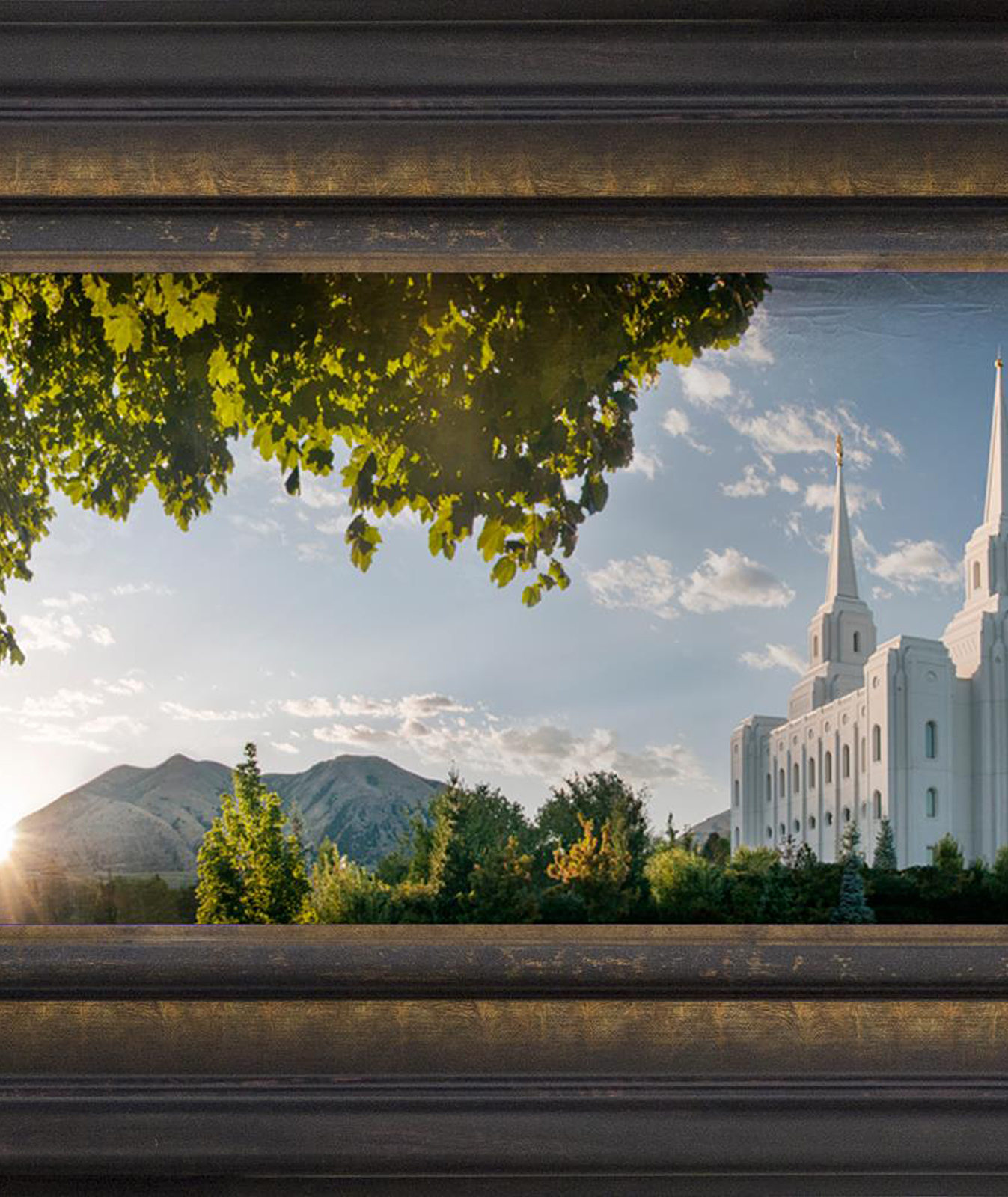 Brigham City Temple, the Day Dawn is Breaking (19x48 Canvas Framed Art)