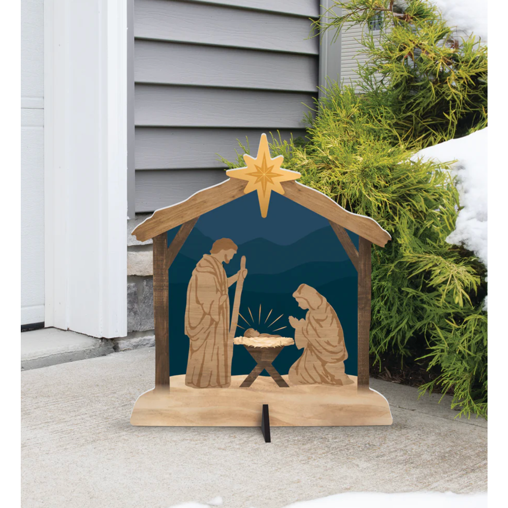 "Away in a Manger" Metal Nativity Yard Stake, , large image number 1