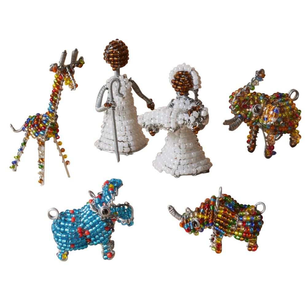 Zimbabwean Beaded Nativity Wildlife Figurines, , large image number 0