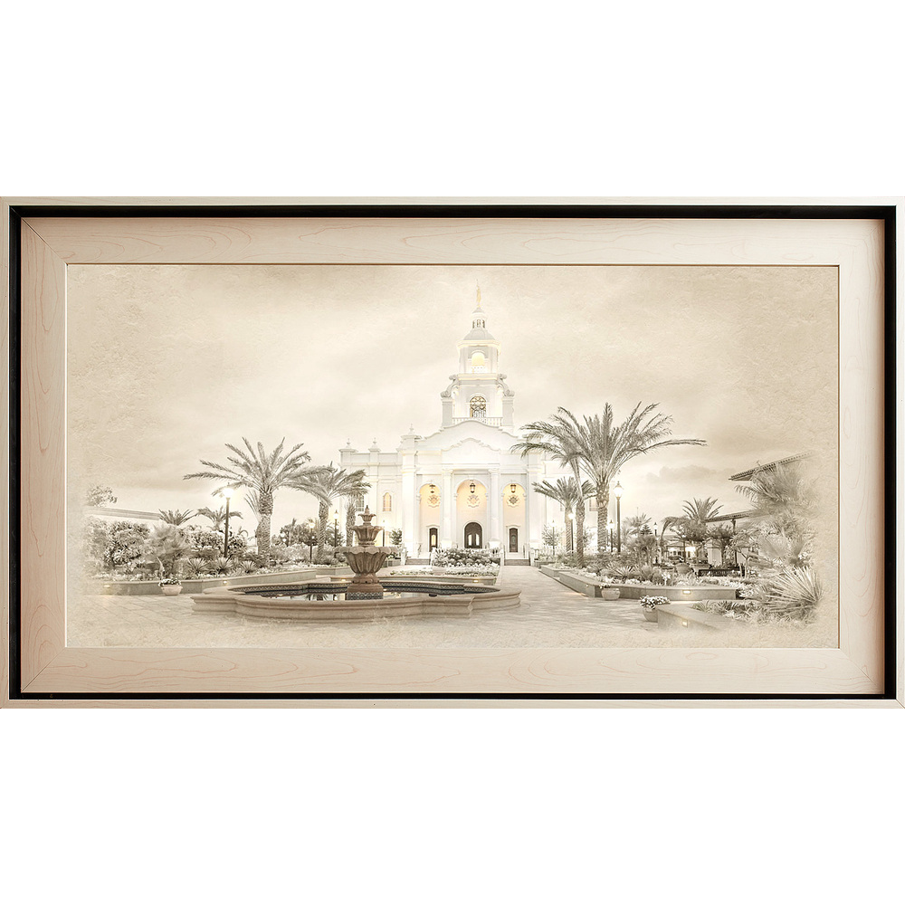 Tijuana Temple Framed Art, Light Wood (22x39 Textured Paper)