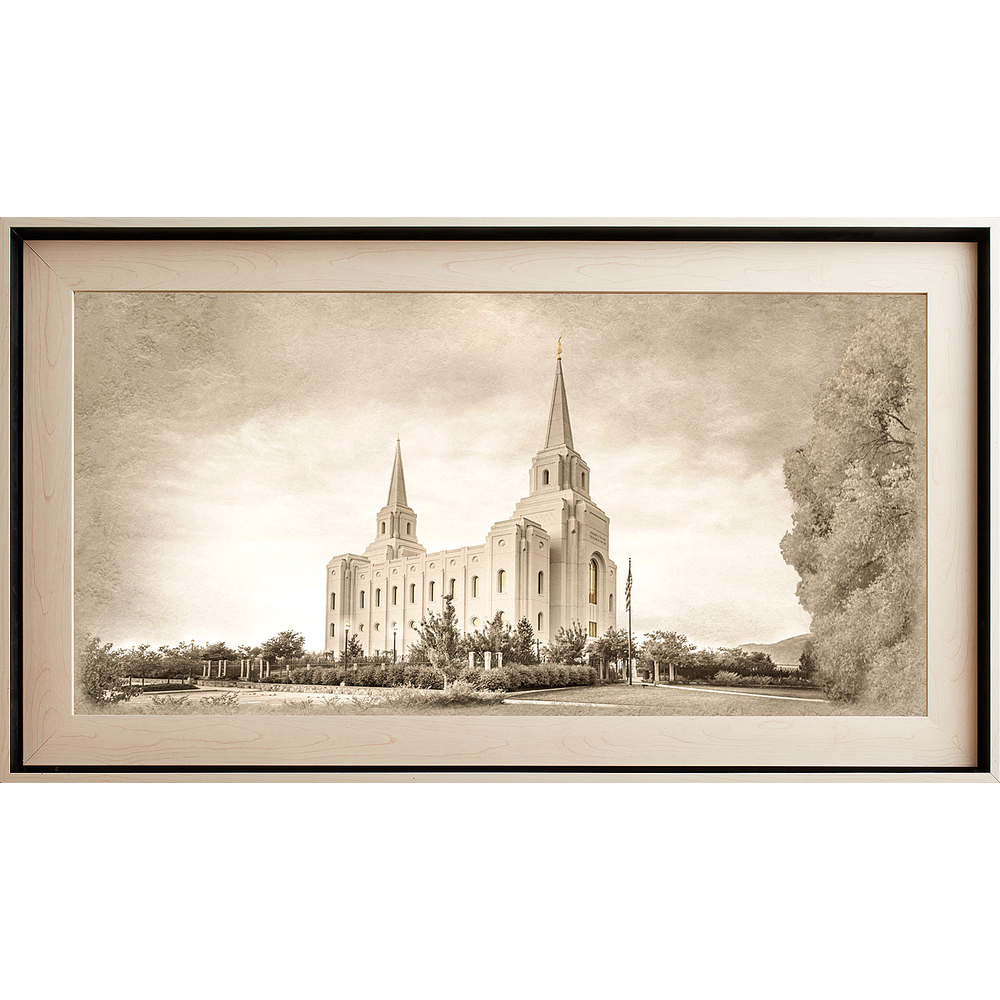 Brigham City Temple Framed Art, Light Wood (22x39 Textured Paper), , large image number 0