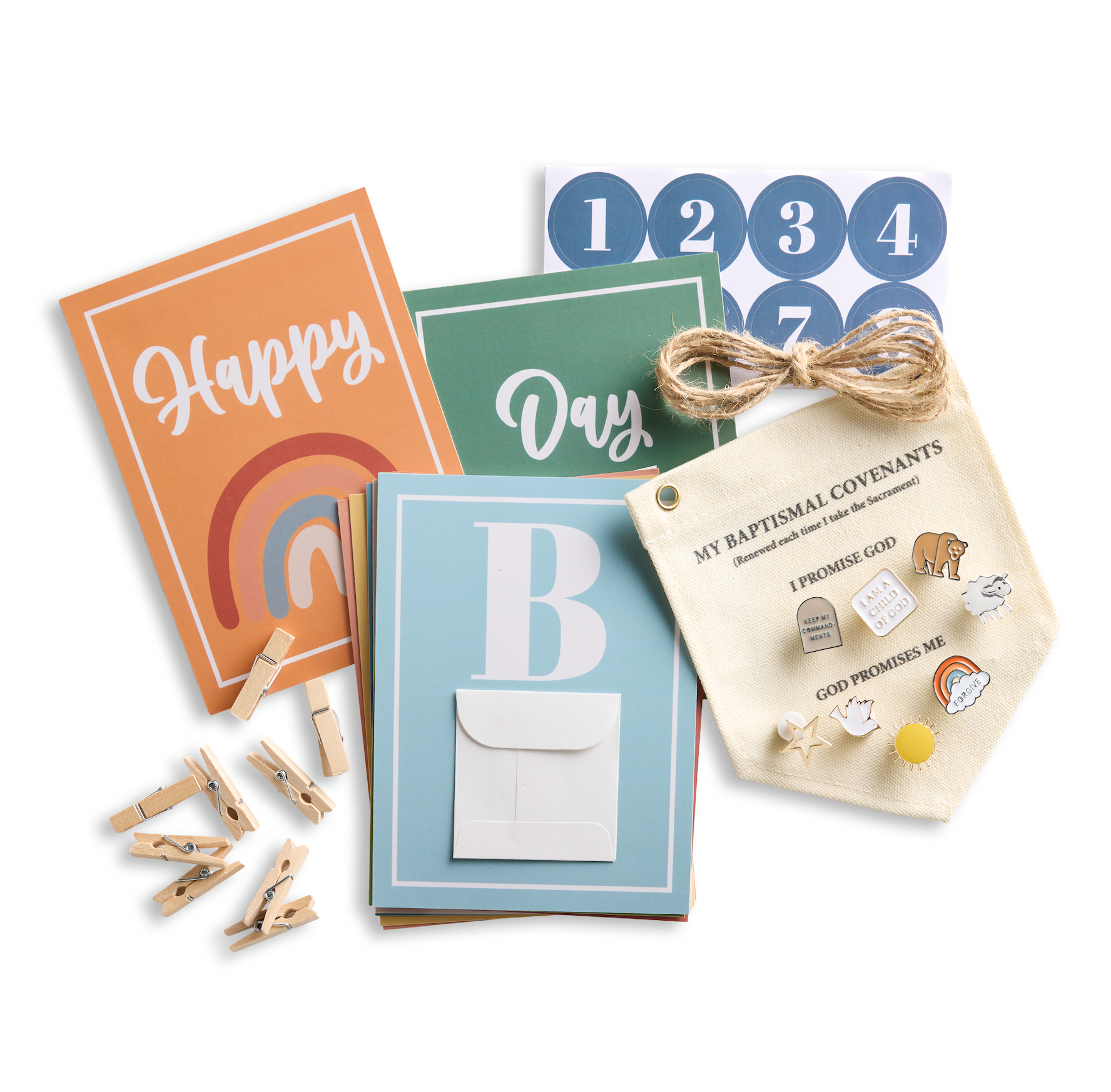 Happy Baptism Day Countdown Banner with Pins & Canvas Pendant