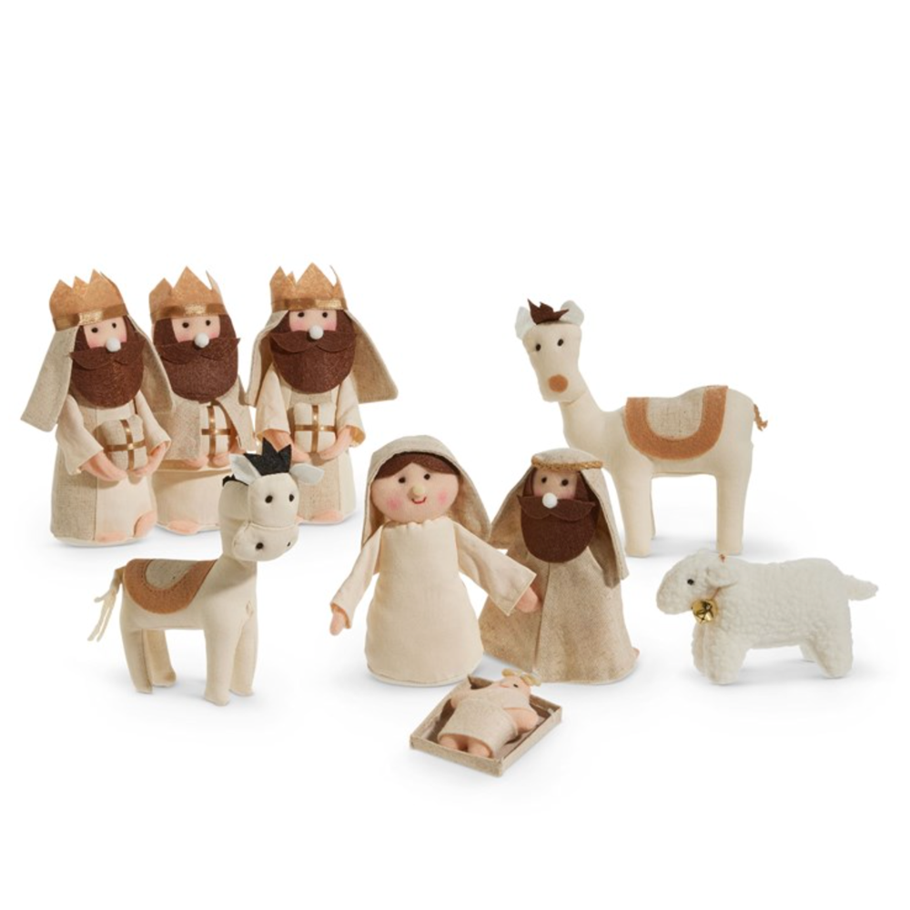Small Ivory Plush Fabric Nativity