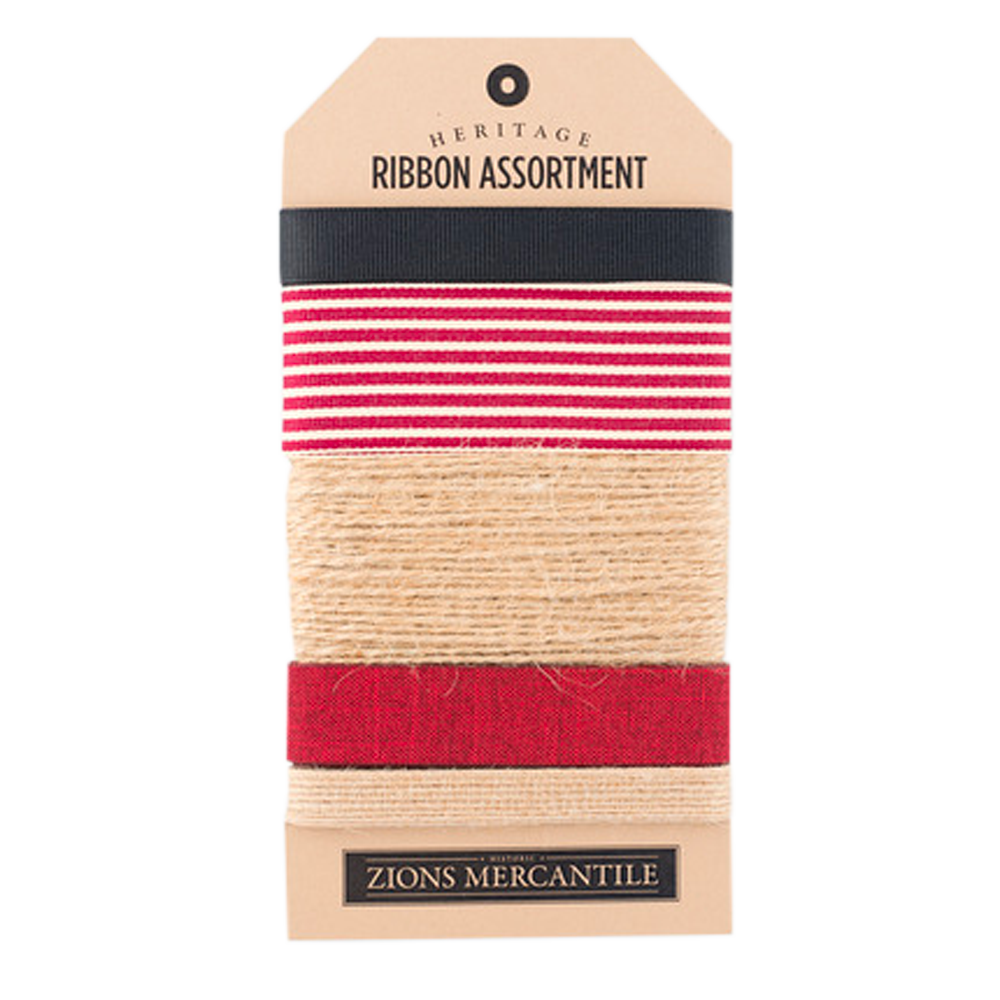 Ribbon Assortment (Red, Tan Stripe)