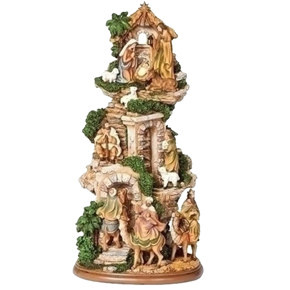 Stable with Stairs Resin Nativity, , large image number 0