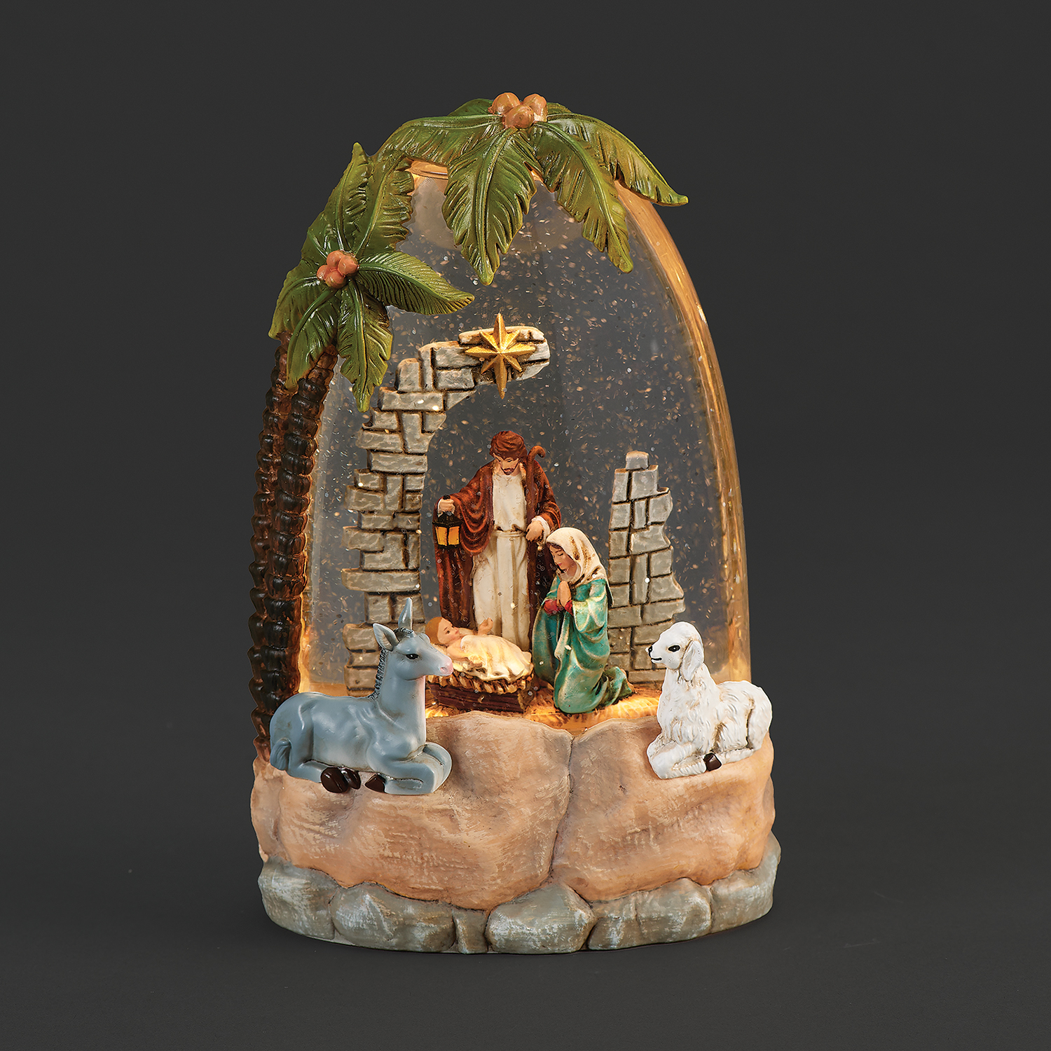 Light-up Palm Tree Swirl Nativity, , large