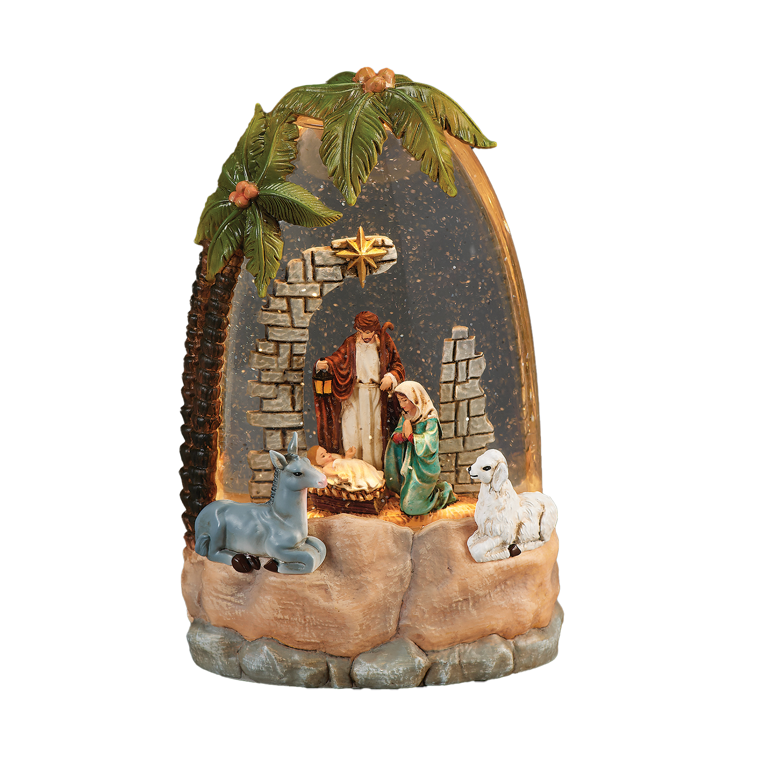 Light-up Palm Tree Swirl Nativity