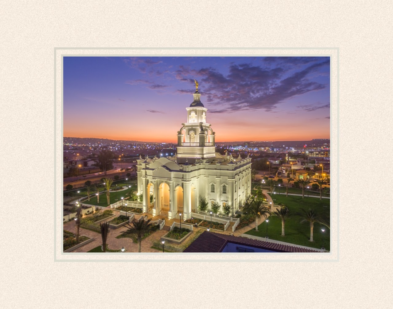 Tijuana Temple, Through the Trees 11x14 Matted Print