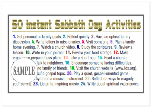 50 Instant Sabbath Day Activities Card, , large image number 1