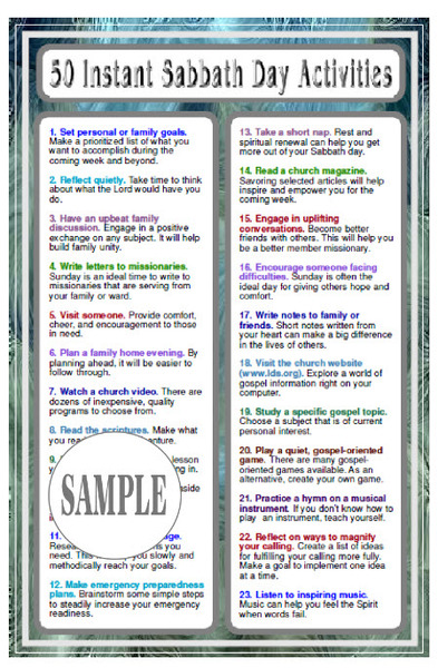 50 Instant Sabbath Day Activities Card, , large image number 0