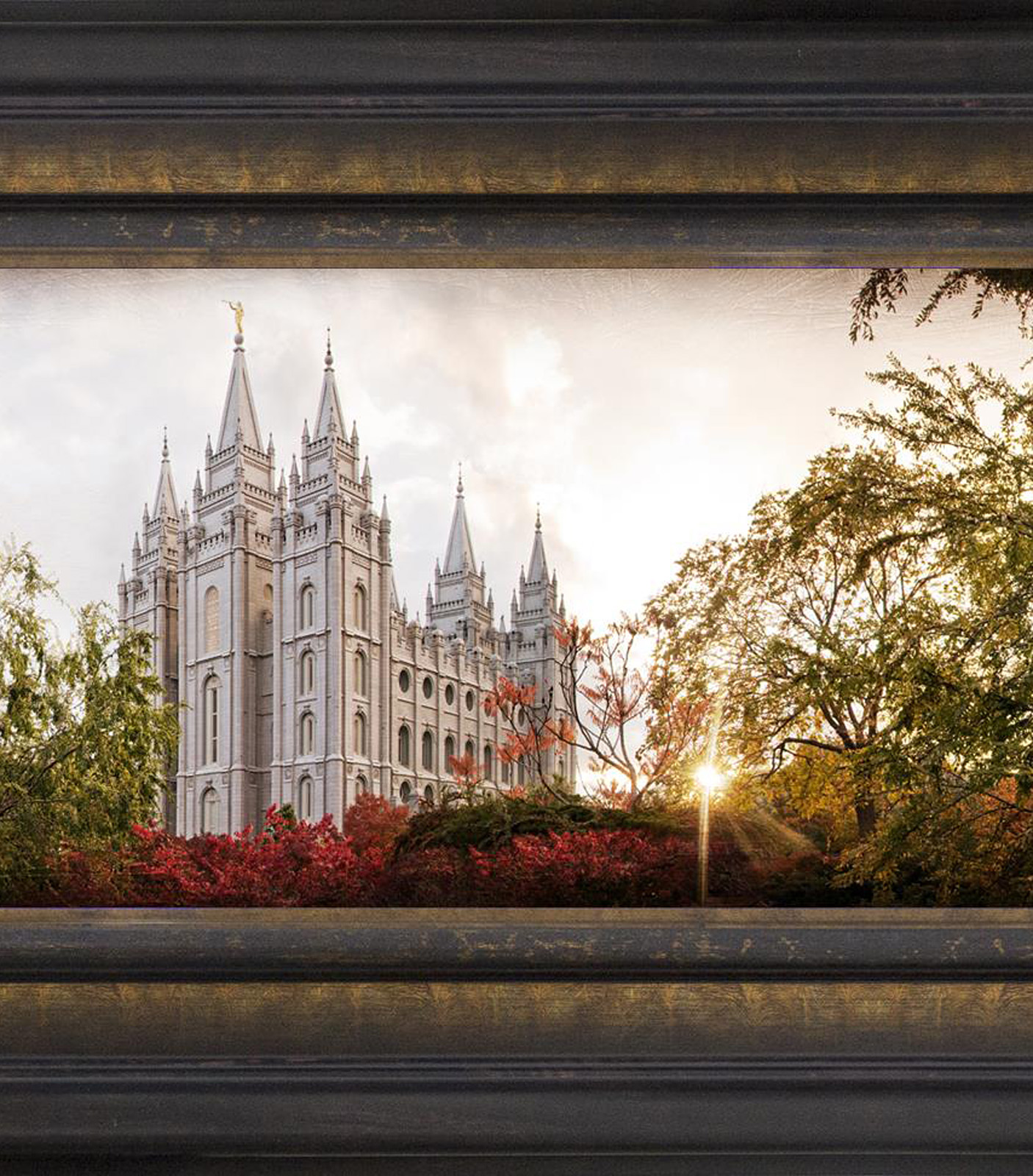 Salt Lake Temple, the Day Dawn is Breaking (19x48 Canvas Framed Art), , large image number 2