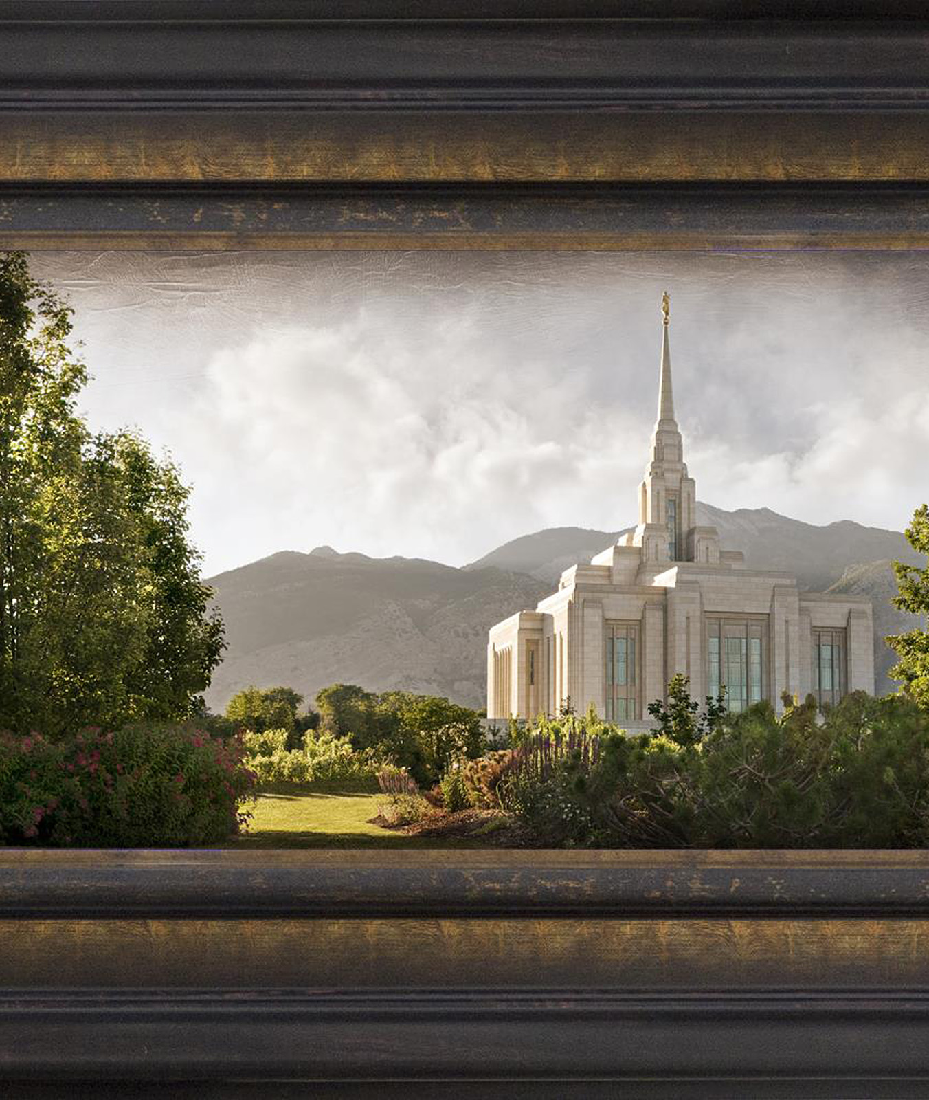 Ogden Temple, the Day Dawn is Breaking (19x48 Canvas Framed Art), , large image number 0