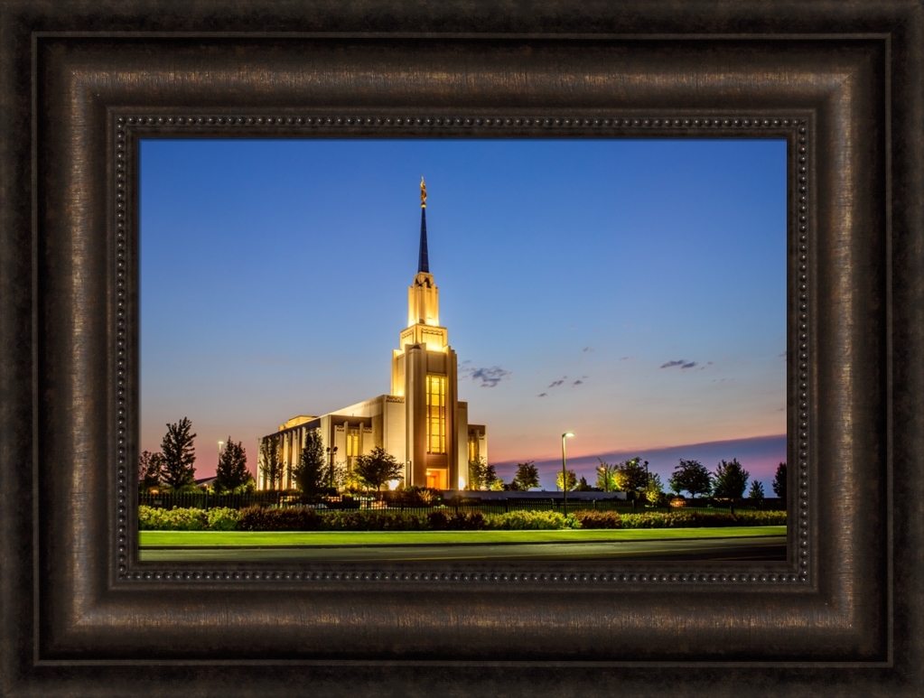 Twin Falls Temple, Twilight (20x26 Framed Art), , large image number 0