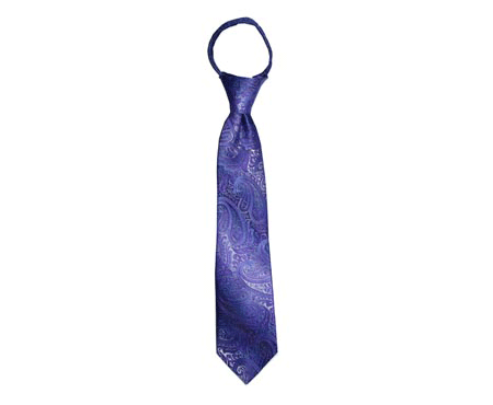 Boys' Lilac Paisley Zipper Necktie, , large image number 1