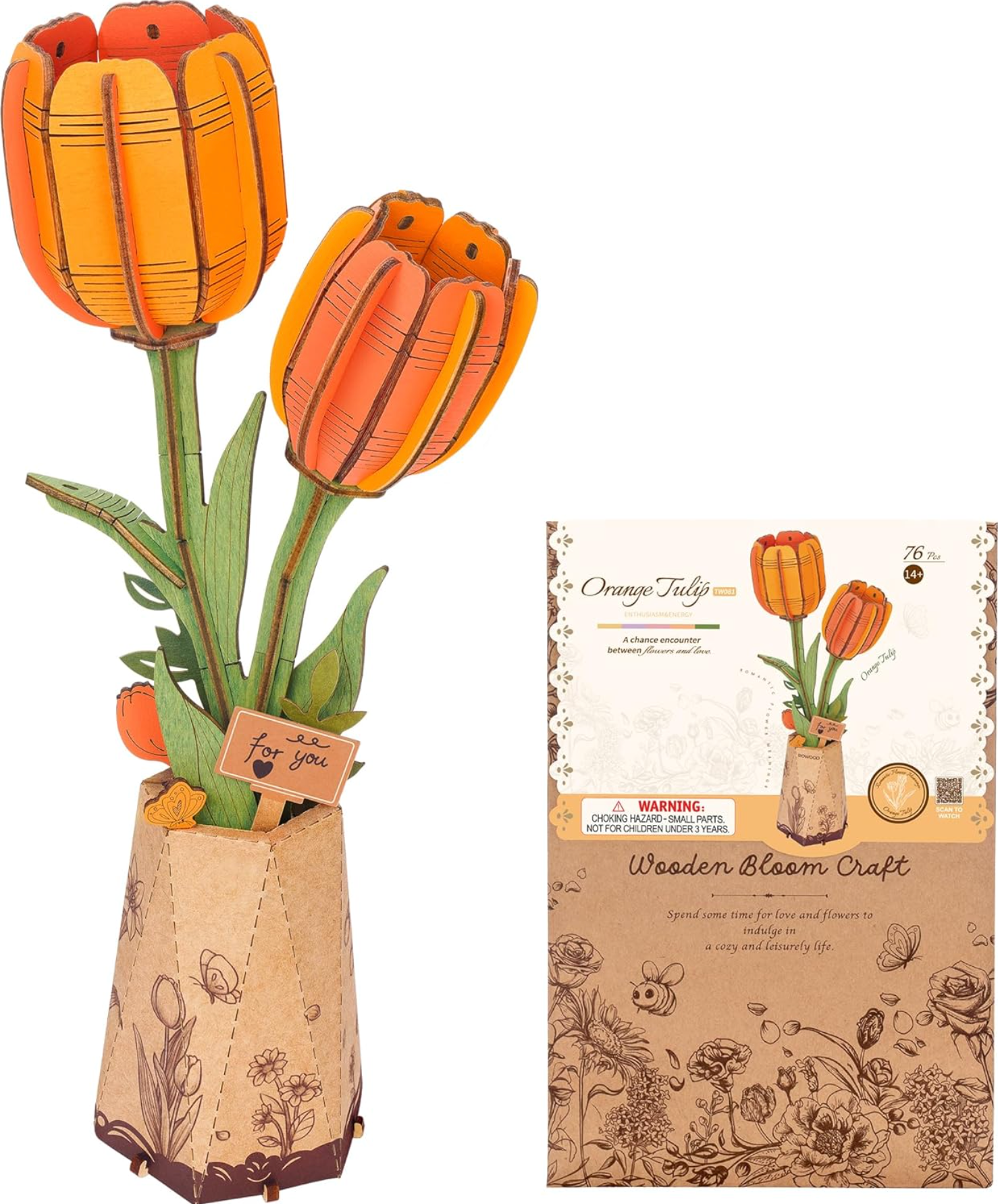 Orange Tulip Wooden 76 Piece Puzzle