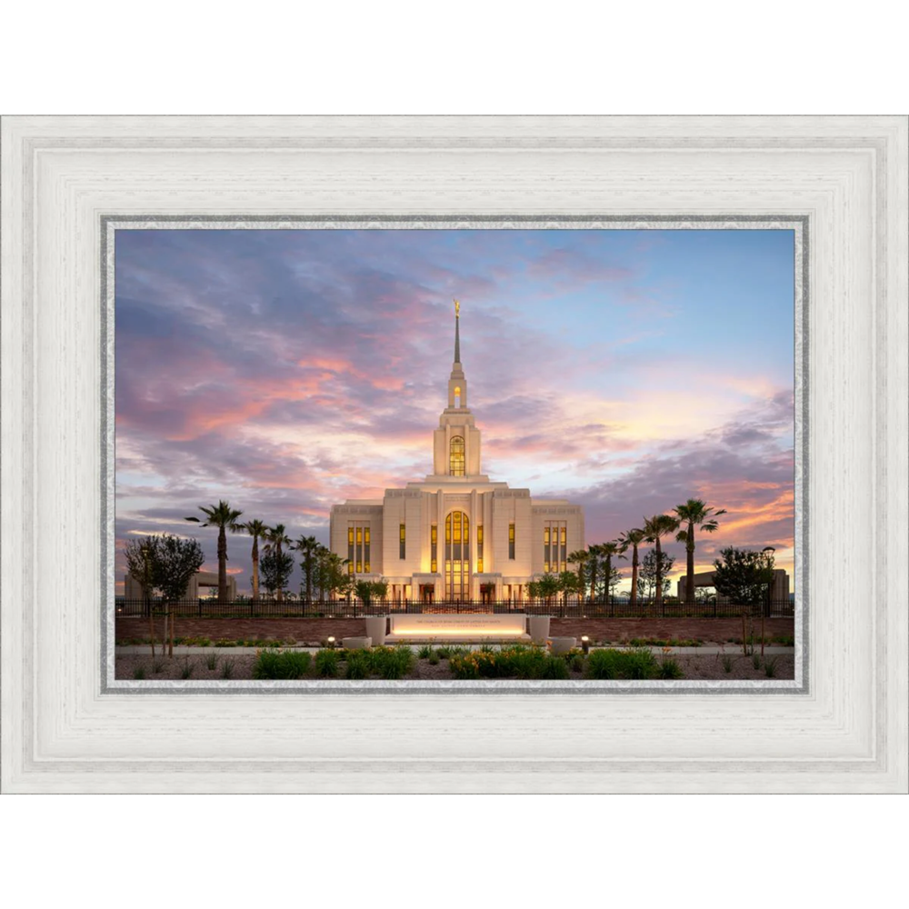 Red Cliffs Utah Temple, Evening Glow (18x24 Framed Art)