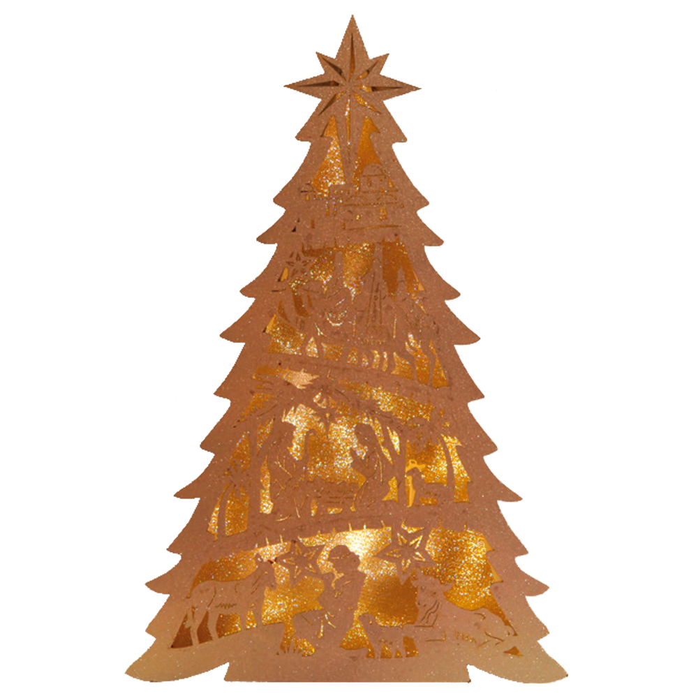 Light-up Silhouette Wood Nativity Tree