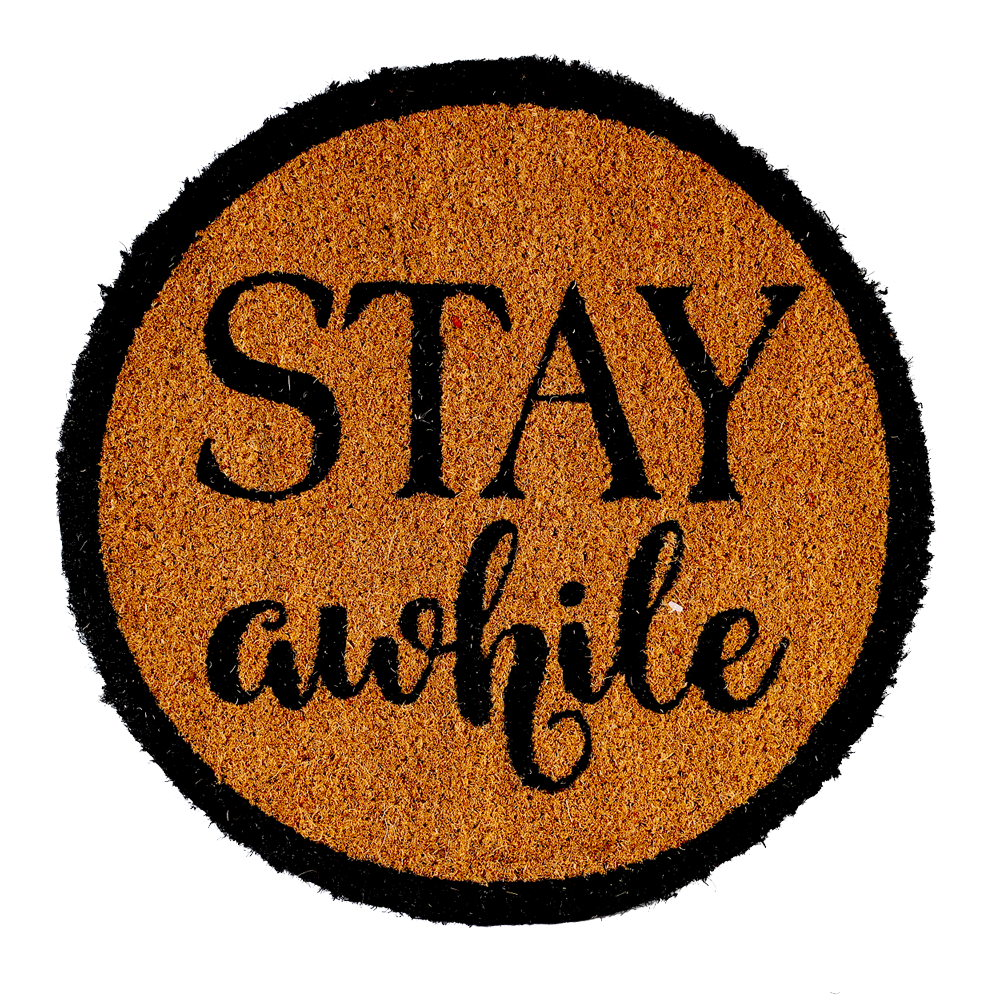 Stay Awhile Welcome Mat, , large image number 0