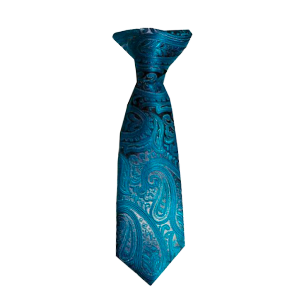 Infant Clip On Turquoise and Silver Tie
